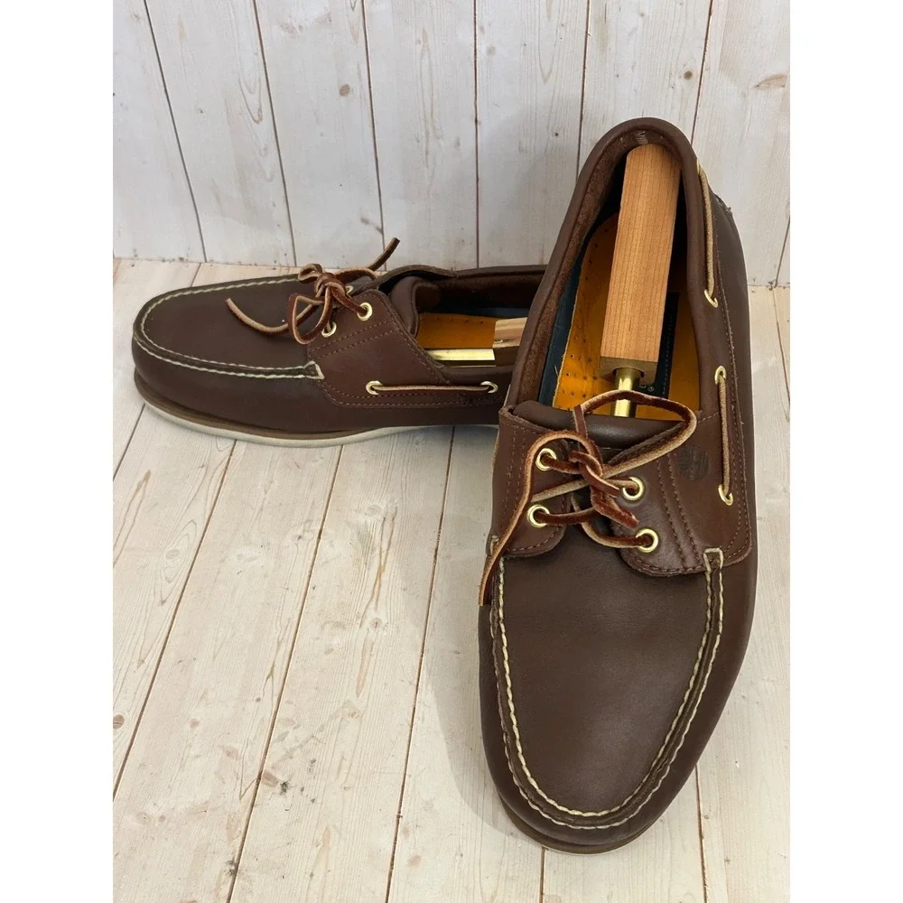 Timberland  Classic  Men's Size 15M Brown All Leather 2 Eye Boat Shoes 5880143